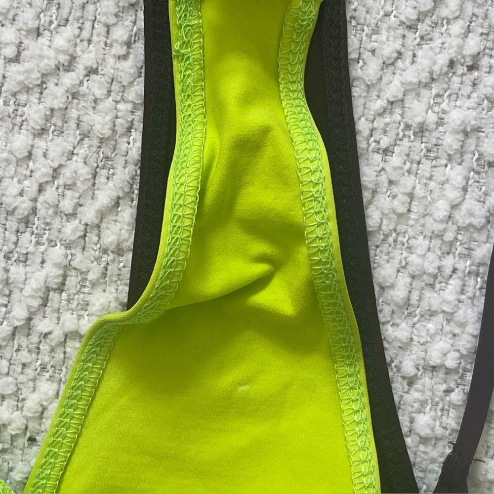 NWT Zara Double Bikini Bottom Swim Suit Size Medium Brown Neon Green Vacation - Picture 9 of 11